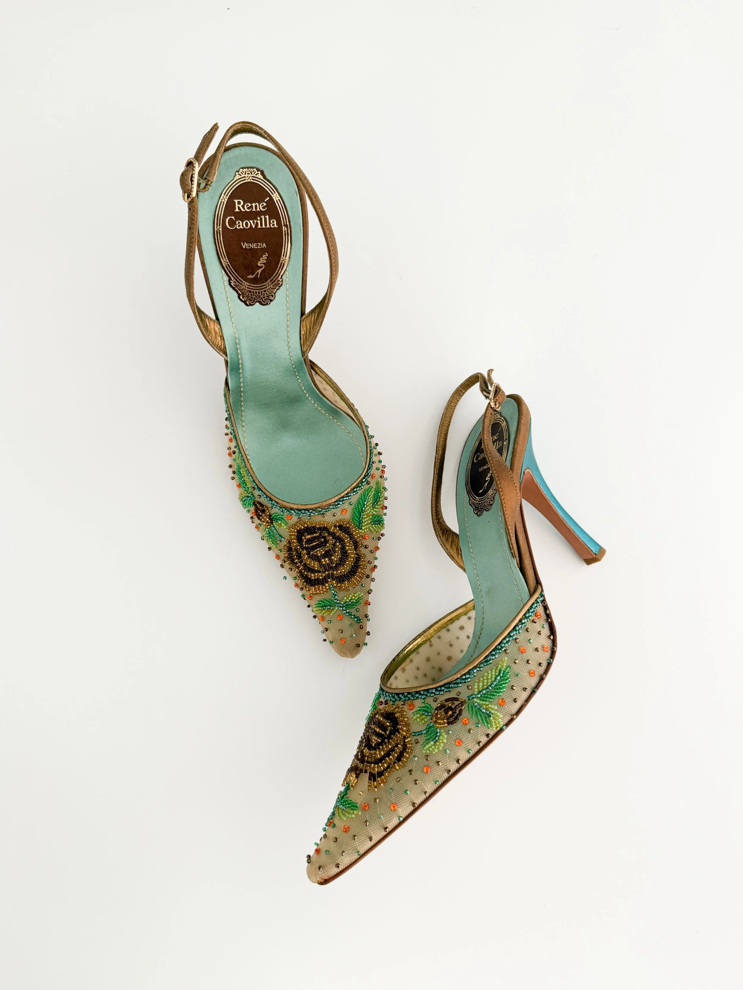 Manolo Blahnik Floral Buckle Mule Heels (US 8 / IT 38